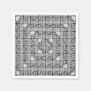 Serviette En Papier Motif de design à carreaux et rayures noir blanc