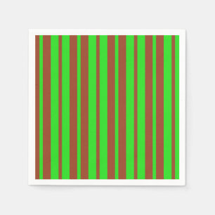 Serviette En Papier Motif de design rayures élégantes vert marron