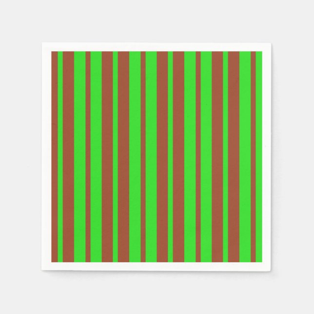 Serviette En Papier Motif de design rayures élégantes vert marron  (Devant)