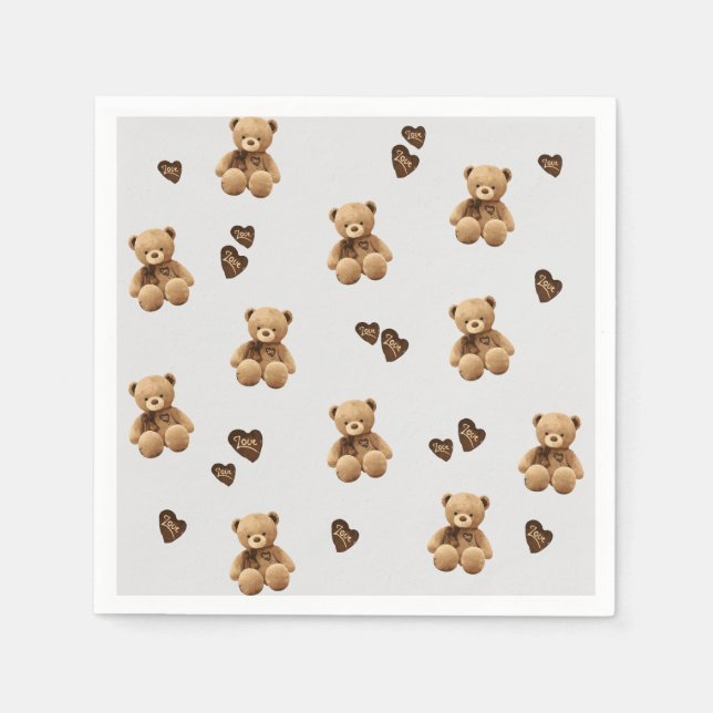 Serviette En Papier motif de dessin animé d'ours mignon (Devant)