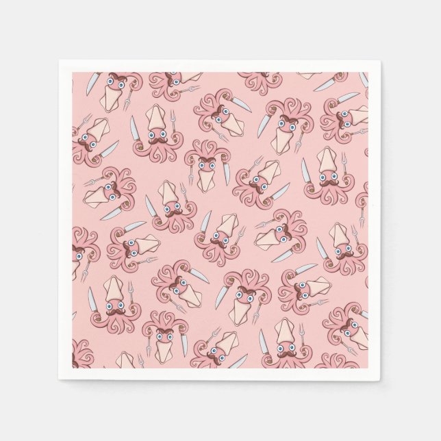 Serviette En Papier Motif de dessin de chef calmar (Devant)