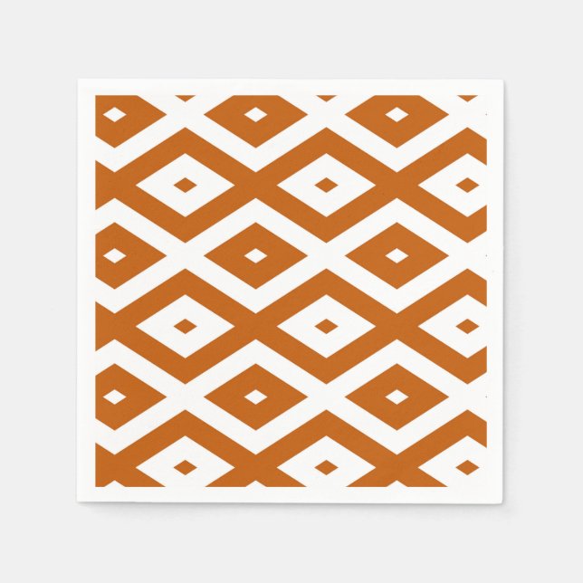 Serviette En Papier Motif de diamant orange et blanc brûlé (Devant)