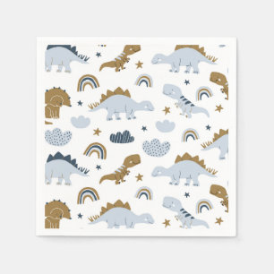 Serviette En Papier Motif de dinosaure arc-en-ciel mignon
