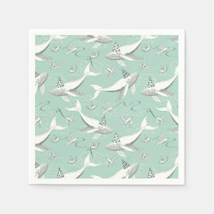 Serviette En Papier Motif de fête d'anniversaire de baleine volante