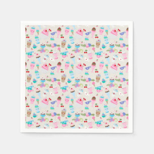 Serviette En Papier Motif de fête d'anniversaire de bonbons à petit