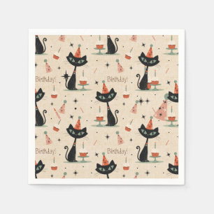 Serviette En Papier Motif de fête d'anniversaire pour chat atomiqu