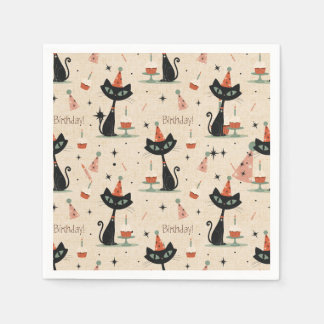 Serviette En Papier     Motif de fête d'anniversaire pour chat atomiqu