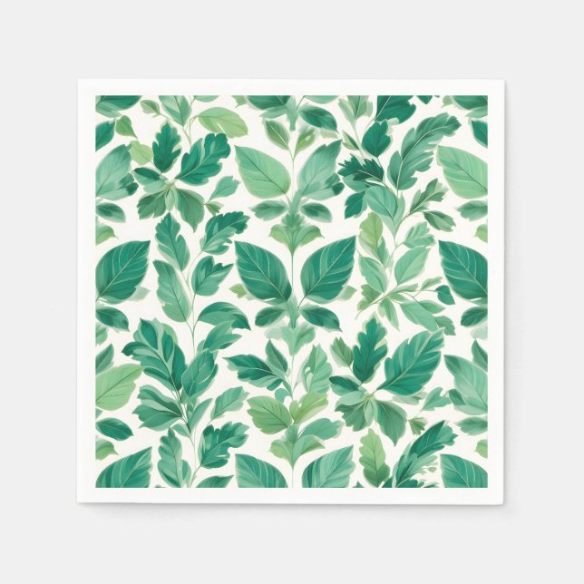 Serviette En Papier Motif de feuillage vert luxuriant (Devant)