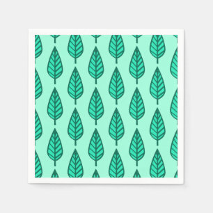 Serviette En Papier Motif de feuille de hêtre - Turquoise et aqua