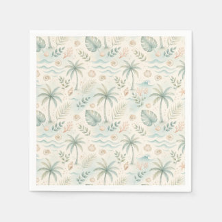 Serviette En Papier Motif de feuille de palmier tropical à l'aquarelle