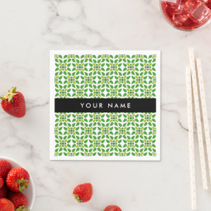 Serviette En Papier Motif de feuille, feuilles vertes, votre nom