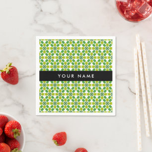 Serviette En Papier Motif de feuille, feuilles vertes, votre nom