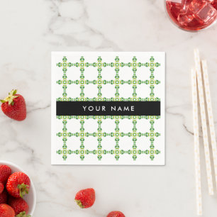 Serviette En Papier Motif de feuille, feuilles vertes, votre nom