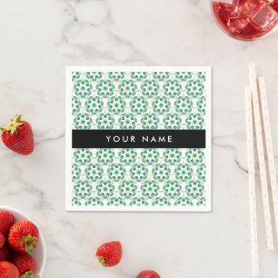 Serviette En Papier Motif de feuille, feuilles vertes, votre nom