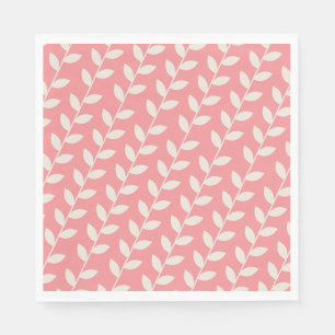 Serviette En Papier Motif de feuille rétro personnalisé rose années 70