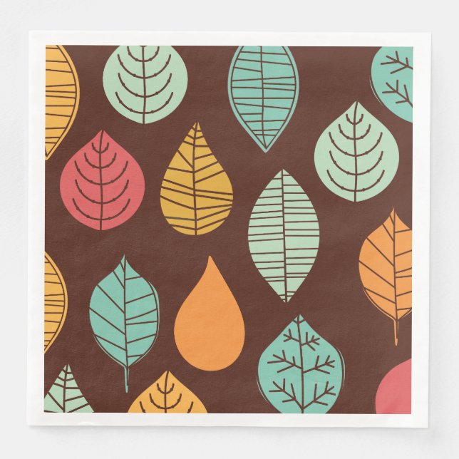 Serviette En Papier Motif de feuilles d'automne moderne (Devant)