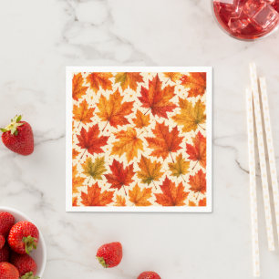 Serviette En Papier Motif de feuilles d'érable d'automne Feuille rou