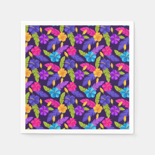 Serviette En Papier Motif de feuilles et fleurs tropicales-23857