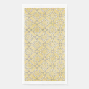 Serviette En Papier Motif de fibres métalliques gris argenté et jaun