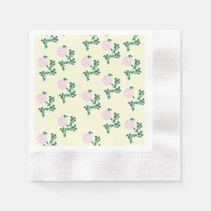 Serviette En Papier Motif de fleur de rose sauvage rose pastel rétro