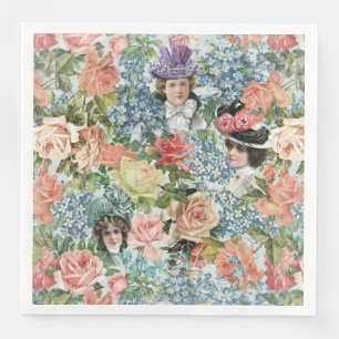 Serviette En Papier Motif de fleur vintage de Madame Retro Botanical