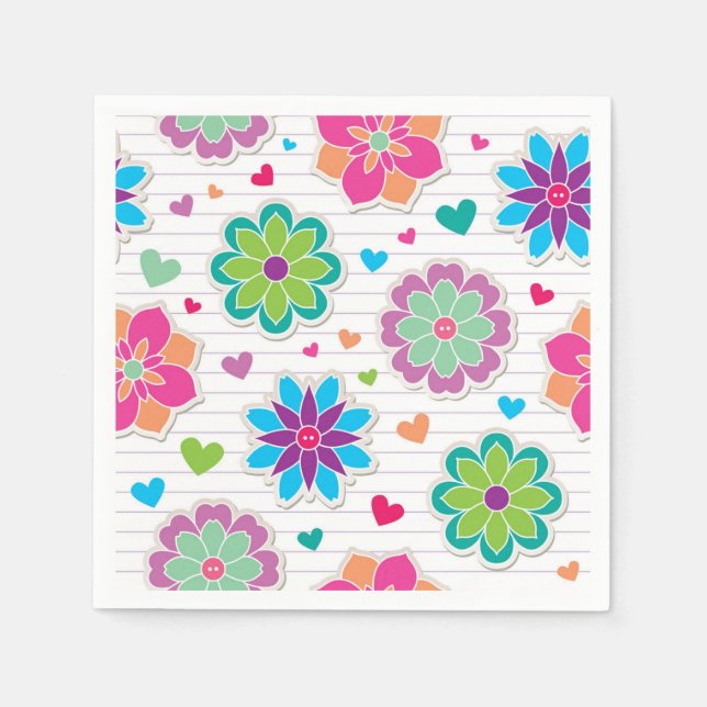 Serviette En Papier Motif de fleurs (Devant)