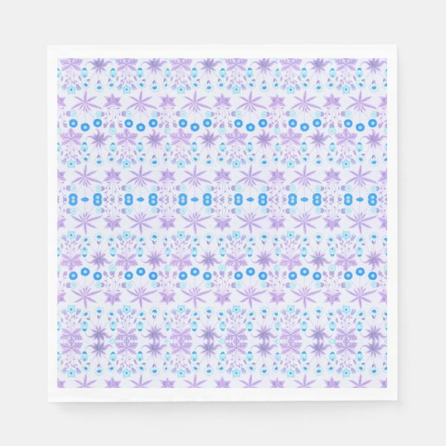 Serviette En Papier Motif de fleurs bleu violet (Devant)