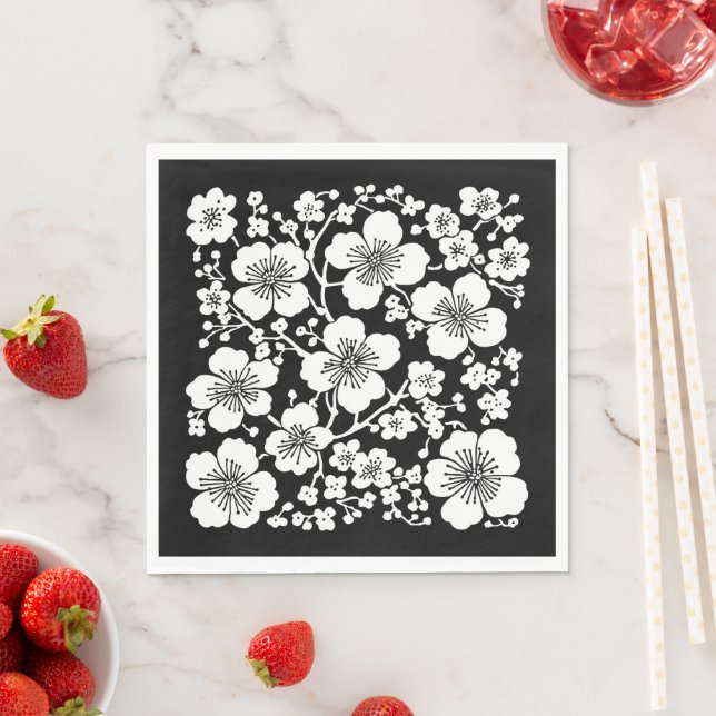 Serviette En Papier Motif de fleurs de cerisier (En situation)