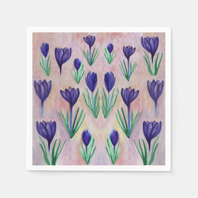 Serviette En Papier Motif de fleurs de crocus serviettes (Devant)