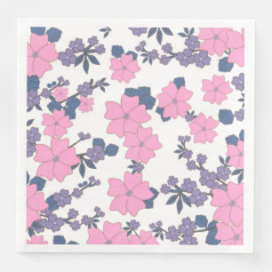 Serviette En Papier Motif DE FLEURS ROSE ET PURPLE