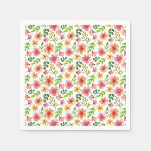 Serviette En Papier Motif de fleurs roses à l'aquarelle