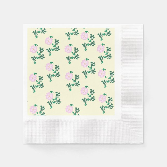 Serviette En Papier Motif de fleurs Roses retro Pastel rose (Devant)