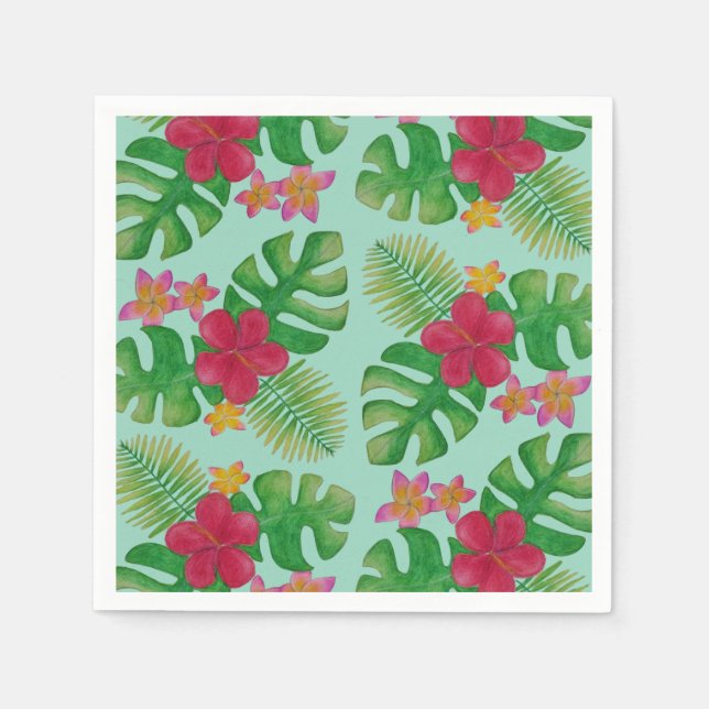 Serviette En Papier Motif de fleurs tropicales (Devant)