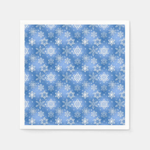 Serviette En Papier Motif de flocon de neige blanc et bleu