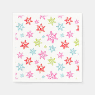 Serviette En Papier Motif de flocon de neige coloré – Création festive