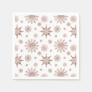 Serviette En Papier Motif de flocon de neige de couleur doré rose faux