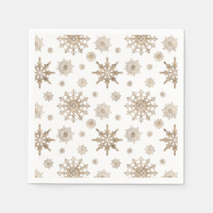Serviette En Papier Motif de flocons de neige jaune doré