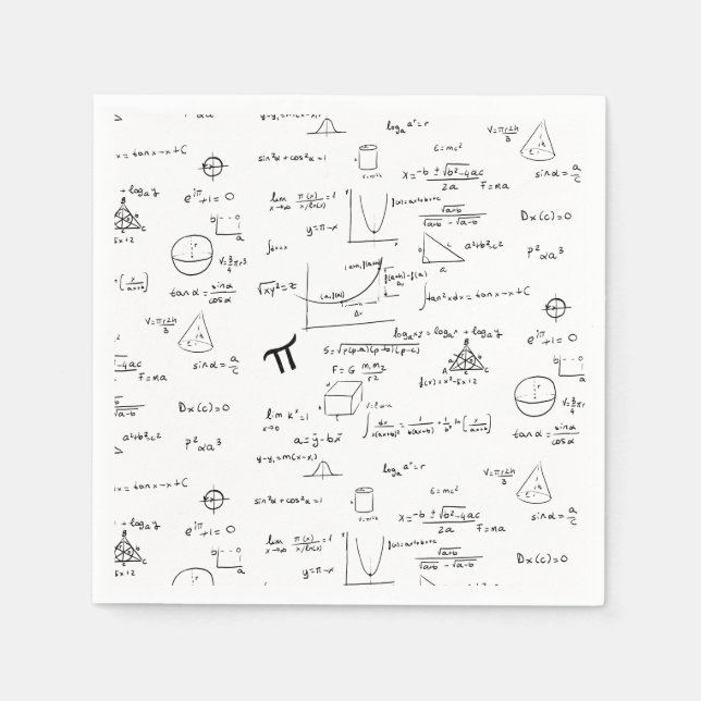 Serviette En Papier Motif de formules graphiques d'équations mathémati (Devant)