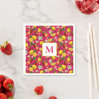 Serviette En Papier Motif de fraise et de citron frais