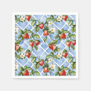 Serviette En Papier Motif de fraise et feuille de charme - Vintage (2)