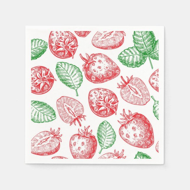 Serviette En Papier Motif de fraises (Devant)