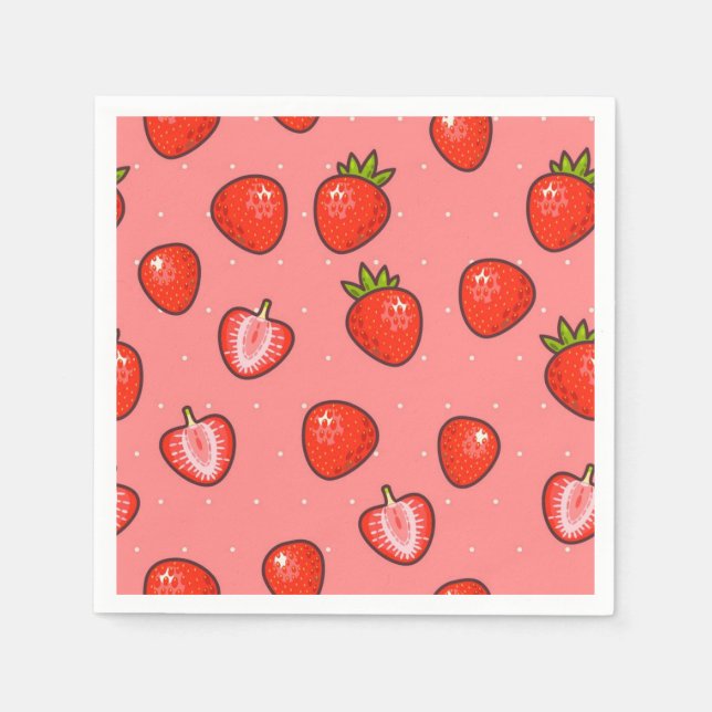 Serviette En Papier Motif de fraises (Devant)