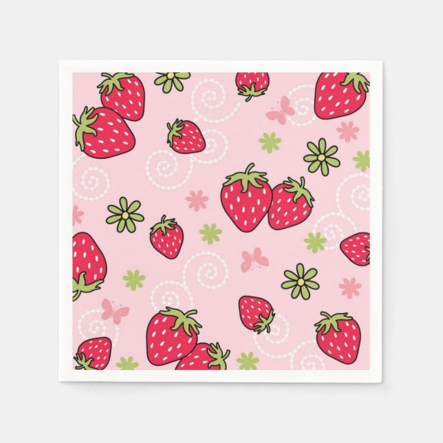Serviette En Papier Motif de fraises (Devant)