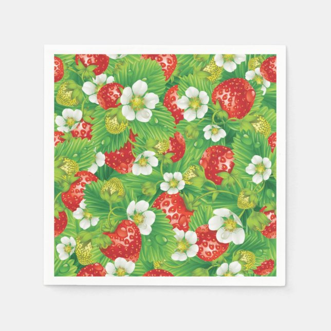 Serviette En Papier Motif de fraises (Devant)