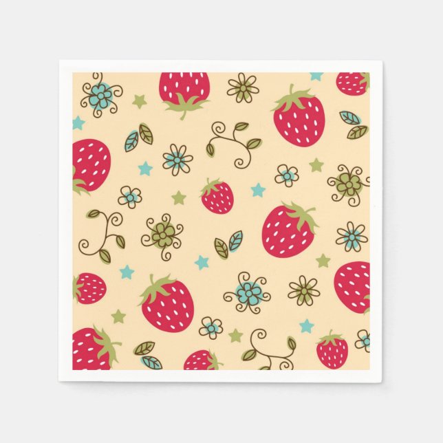 Serviette En Papier Motif de fraises (Devant)