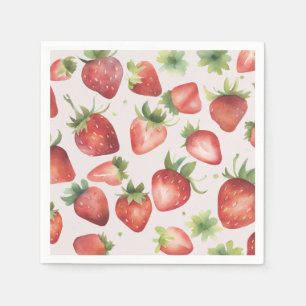 Serviette En Papier Motif de fraises d'aquarelle