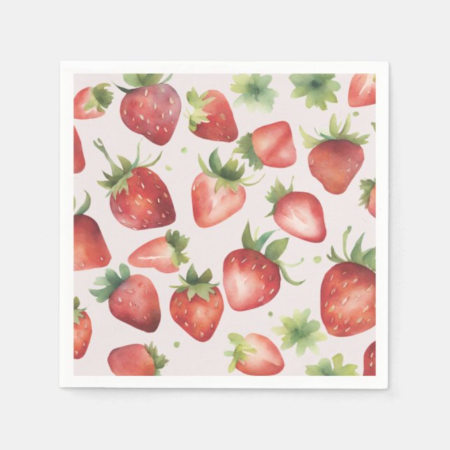 Serviette En Papier Motif de fraises d'aquarelle (Devant)