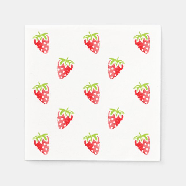 Serviette En Papier Motif de fraises d'aquarelle (Devant)