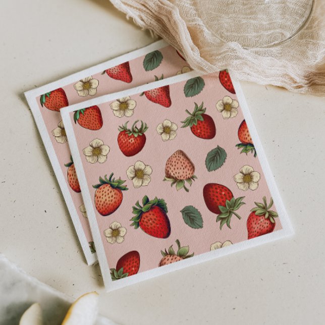Serviette En Papier Motif de fraises Vintage (Créateur téléchargé)