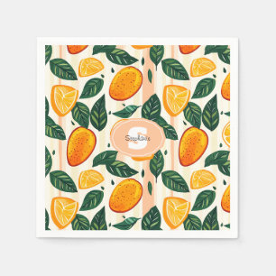 Serviette En Papier Motif de fruits d'agrumes avec Feuilles verts